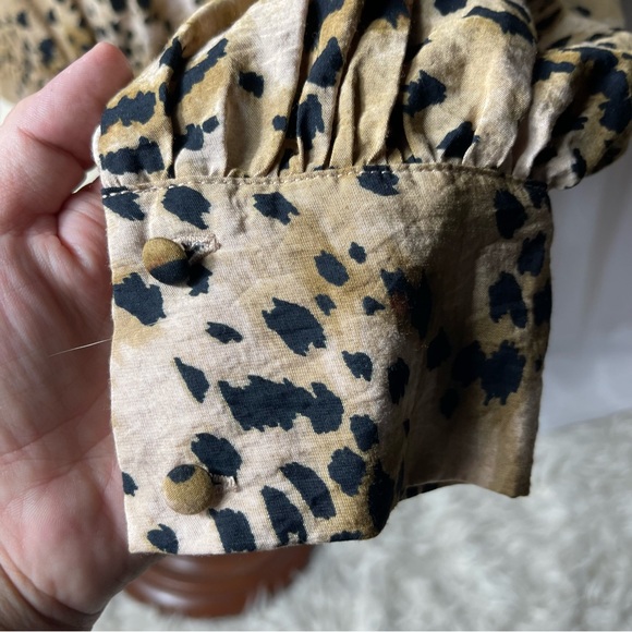 Banana Republic Cropped Top Blouse Leopard Print Balloon Sleeve Sz XS - Picture 4 of 13